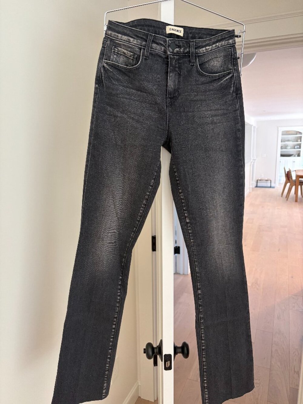 L'Agence Ruth Straight-Leg Jean in Obsidian (Faded Black)